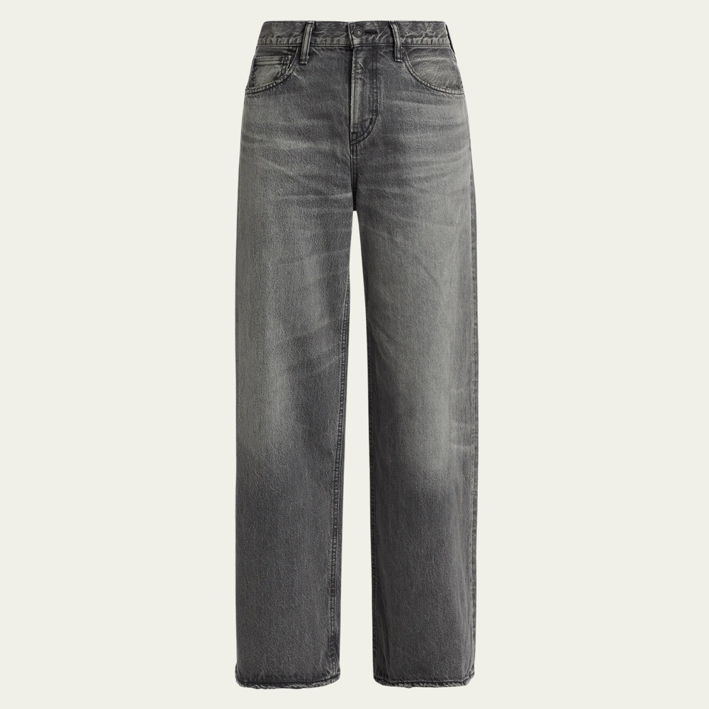 NWT Moussy Vintage Elmont Super Wide Mid-Rise Jeans size 28 Light Black
